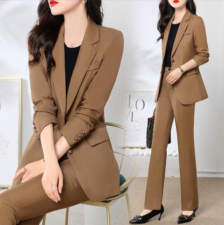 送料無料 着痩せ ビジネススーツ カジュアル スーツ 2点セット「上着+パンツ」 レディースファッション 上品 OL 通勤スーツ 女性スーツ 制服 長袖 成人式...