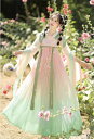 超可愛い レディース チャイナ服 結婚式 中華服 漢服 フォーマル マキシ丈ワンピース+羽織 ピアノ シフォン イベント プリンセス チャイナドレス 森ガール 卒業式 三五七 秋春夏 振袖 ロング丈 コスチューム 華流コスプレ舞台衣装 ステージ撮影衣装ハロウィン衣装 2点セット