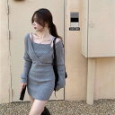 送料無料ニットワンピースタイトワンピースショート丈 袖あり長袖 姫系ワンピース 春秋パーティドレス 長袖 お嬢様 セクシーワンピース OL 上品 オフィスきれい...