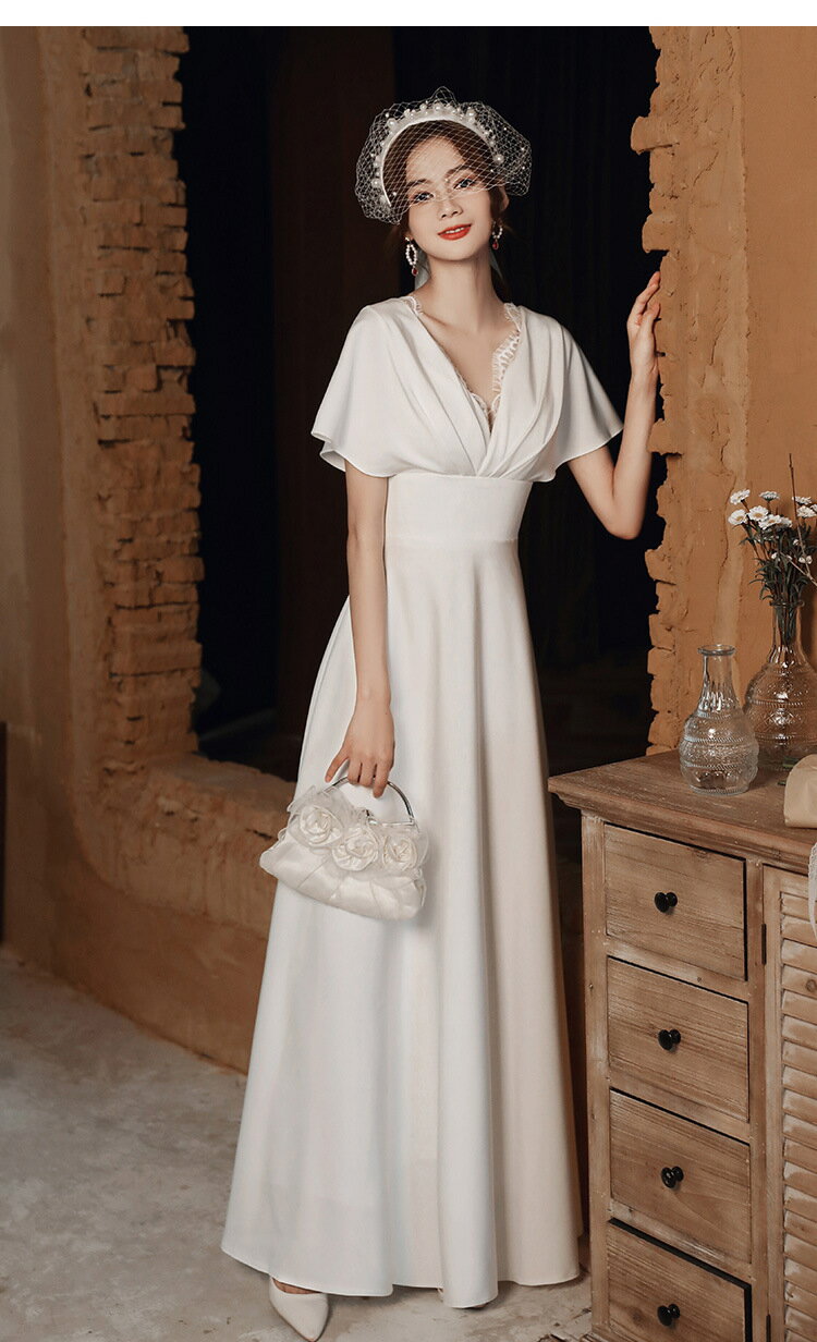 送料無料ドレス 大人 お呼ばれ 華やか 洋服 姫系 花嫁 Vネック袖付き ロングドレス 編み上げ フォーマル エレガント レディースママ パーティードレス コンクール イブニングドレス 結婚式 演奏会ドレス ピアノ 発表会 品質良い 高級感 披露宴 XS S M L XL XXL XXXL