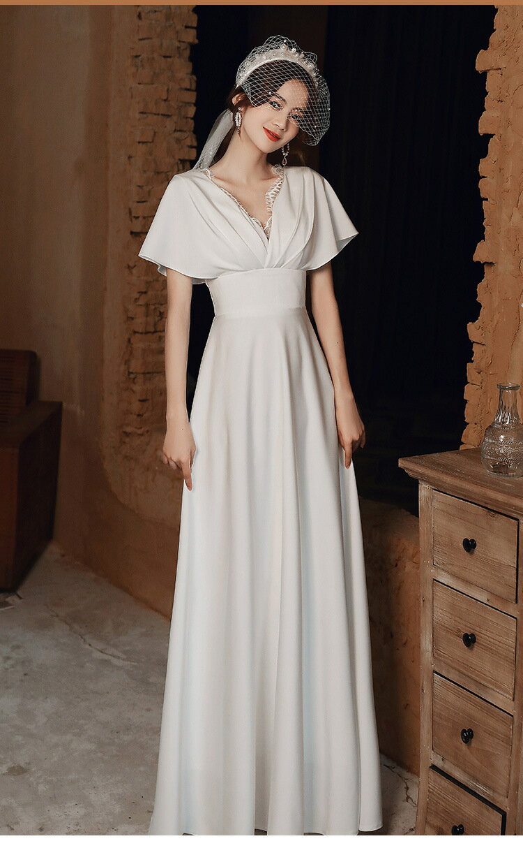 送料無料ドレス 大人 お呼ばれ 華やか 洋服 姫系 花嫁 Vネック袖付き ロングドレス 編み上げ フォーマル エレガント レディースママ パーティードレス コンクール イブニングドレス 結婚式 演奏会ドレス ピアノ 発表会 品質良い 高級感 披露宴 XS S M L XL XXL XXXL