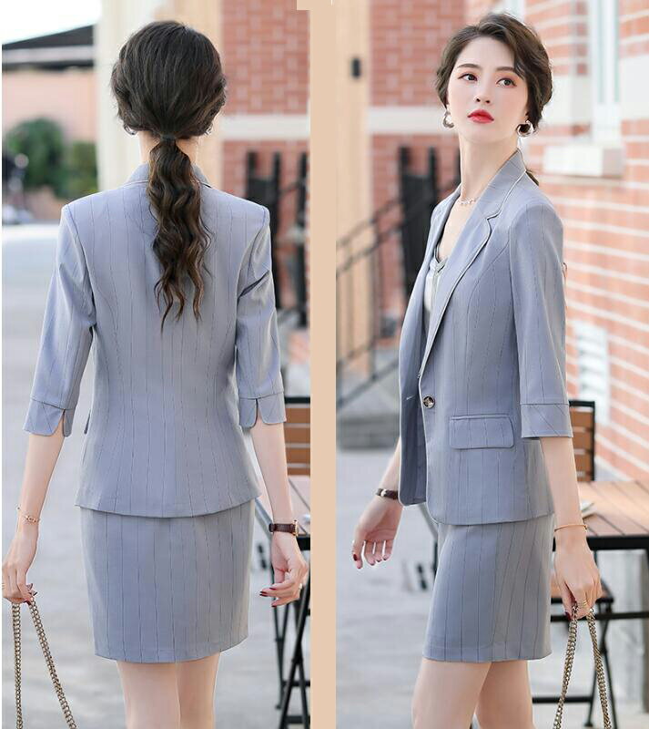おしゃれ 送料無料 洗えるスーツ レディース 2点セットビジネス パンツスーツ フォーマル 通勤 OL オフィス 制服 秋春 着痩せ 20代30代40代 ママ 新作 春夏 リクルートスーツ セットアップ セレモニースーツ 7分袖ジャケット+長ズボン/スカート ストライプスーツ