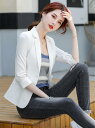 おしゃれ 送料無料 レディース ビジネス ママスーツ フォーマル 通勤 OL オフィス 制服 着痩せ 20代30代40代 ママ 春秋夏 セレモニースーツ テーラードジャケット 細身シルエット ゆったり 七分袖 薄手 冷房対策ジャケットS~4XL 一つボダンスーツ 入園式 卒業式