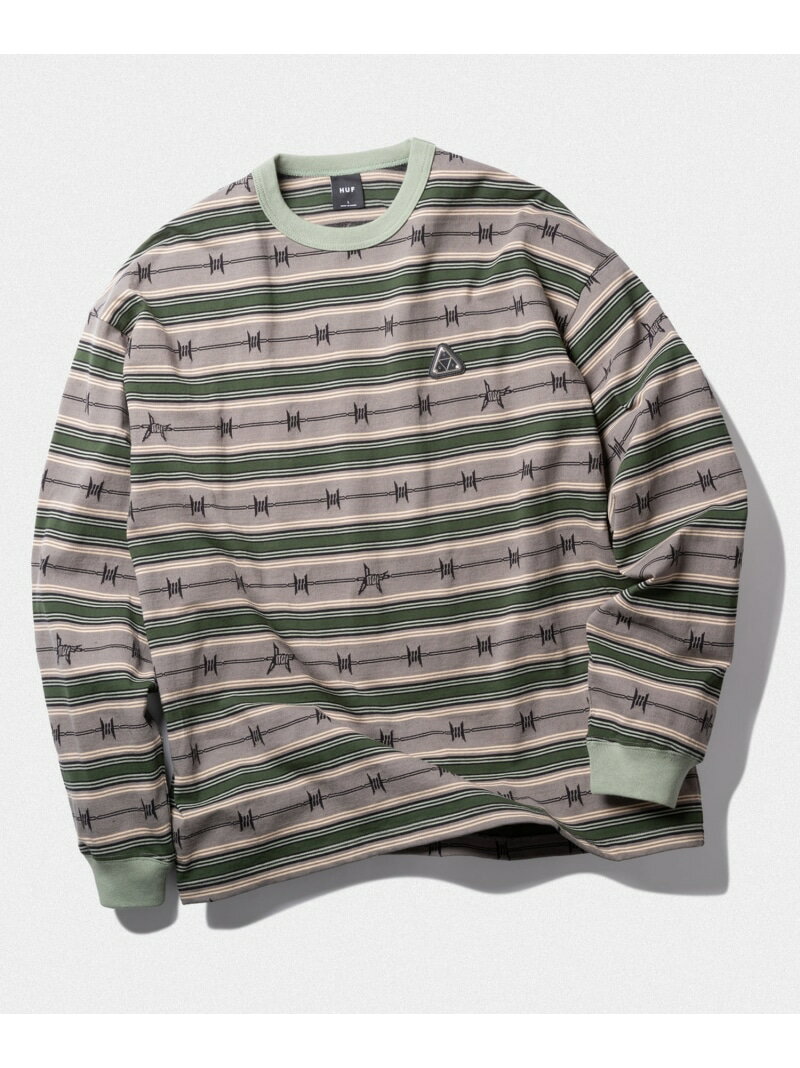 RESERVOIR STRIPE L/S TEE HUF ハフ ロンT HUF ハフ トップス カットソー・Tシャツ グレー グリーン【送料無料】[Rakuten Fashion]のサムネイル