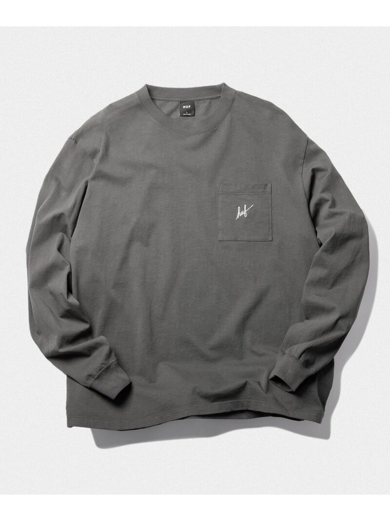 OD SCRIPT POCKET L/S TEE HUF ハフ ロンT ロゴ HUF ハフ トップス カットソー・Tシャツ ブラック ピンク ホワイト【送料無料】[Rakuten Fashion]