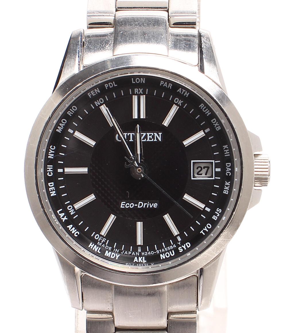【全品5%OFFクーポン7日23:59迄】【中古】 シチズン 腕時計 デイト ECO-DRIVE ソーラー ブラック H240-S104823 レディース CITIZEN