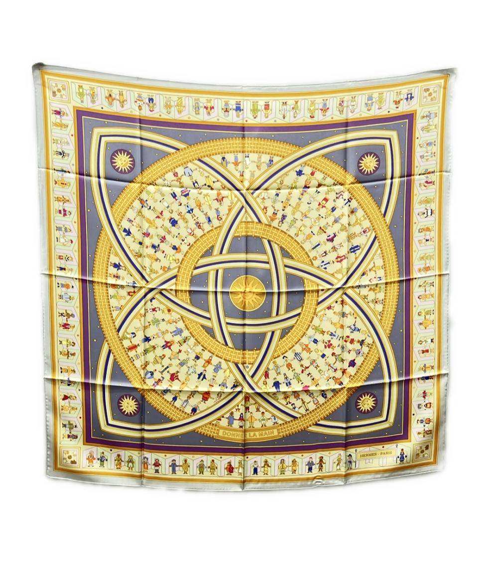 エルメス　DONNER LA MAIN カレ　90 エルメス スカーフ カレ90 DONNER LA MAIN 手を差しのべる