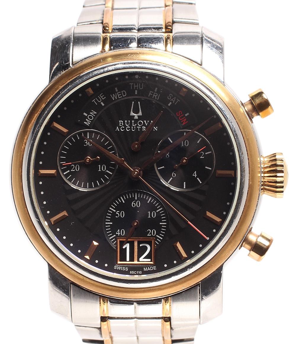 【中古】 訳あり ブローバ・アキュトロン 腕時計 クロノグラフ ツートン アメリゴ クオーツ ブラック メンズ BULOVA ACCUTRON