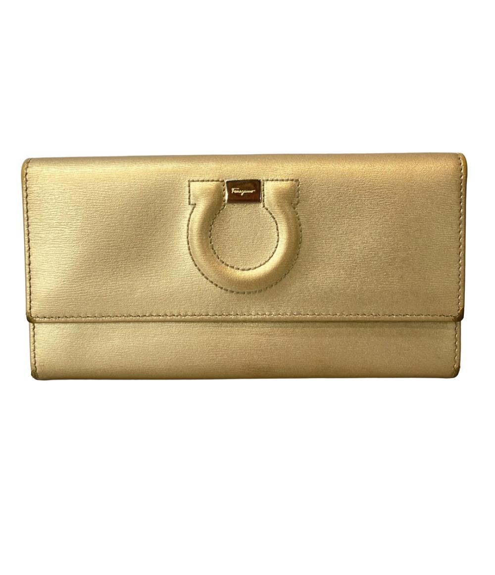 【先着クーポン27日1:59迄】【中古】 美品 サルヴァトーレフェラガモ 二つ折り長財布 ガンチーニ レディース Salvatore Ferragamo