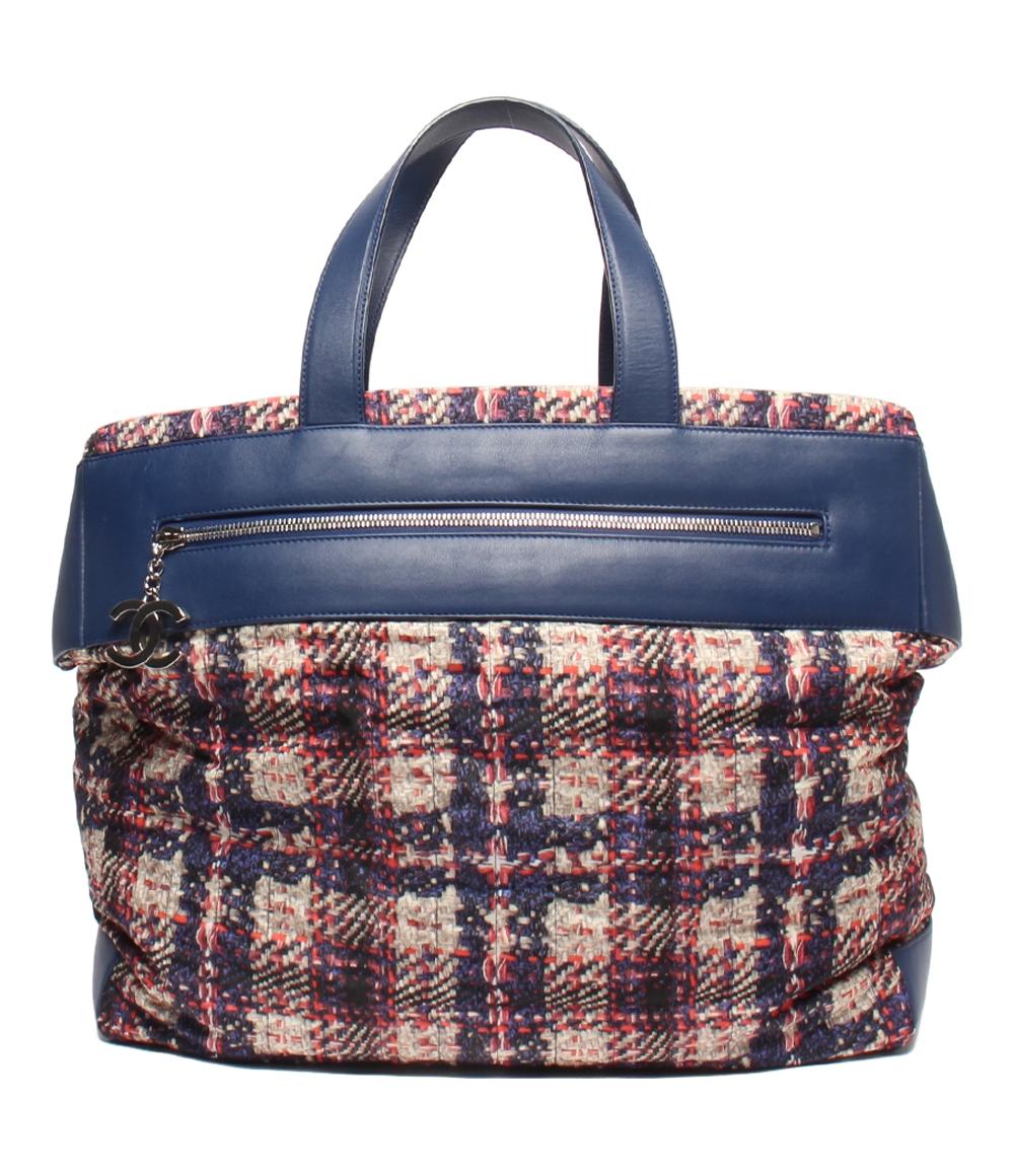 【中古】 シャネル トートバッグ シルバー金具 ツイードプリント レディース CHANEL