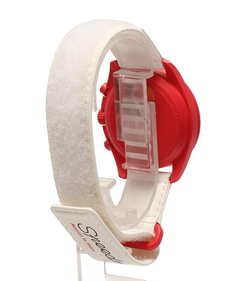 【中古】 美品 スウォッチ オメガ 腕時計 スピードマスター クオーツ ホワイト S033R100 ユニセックス Swatch OMEGA