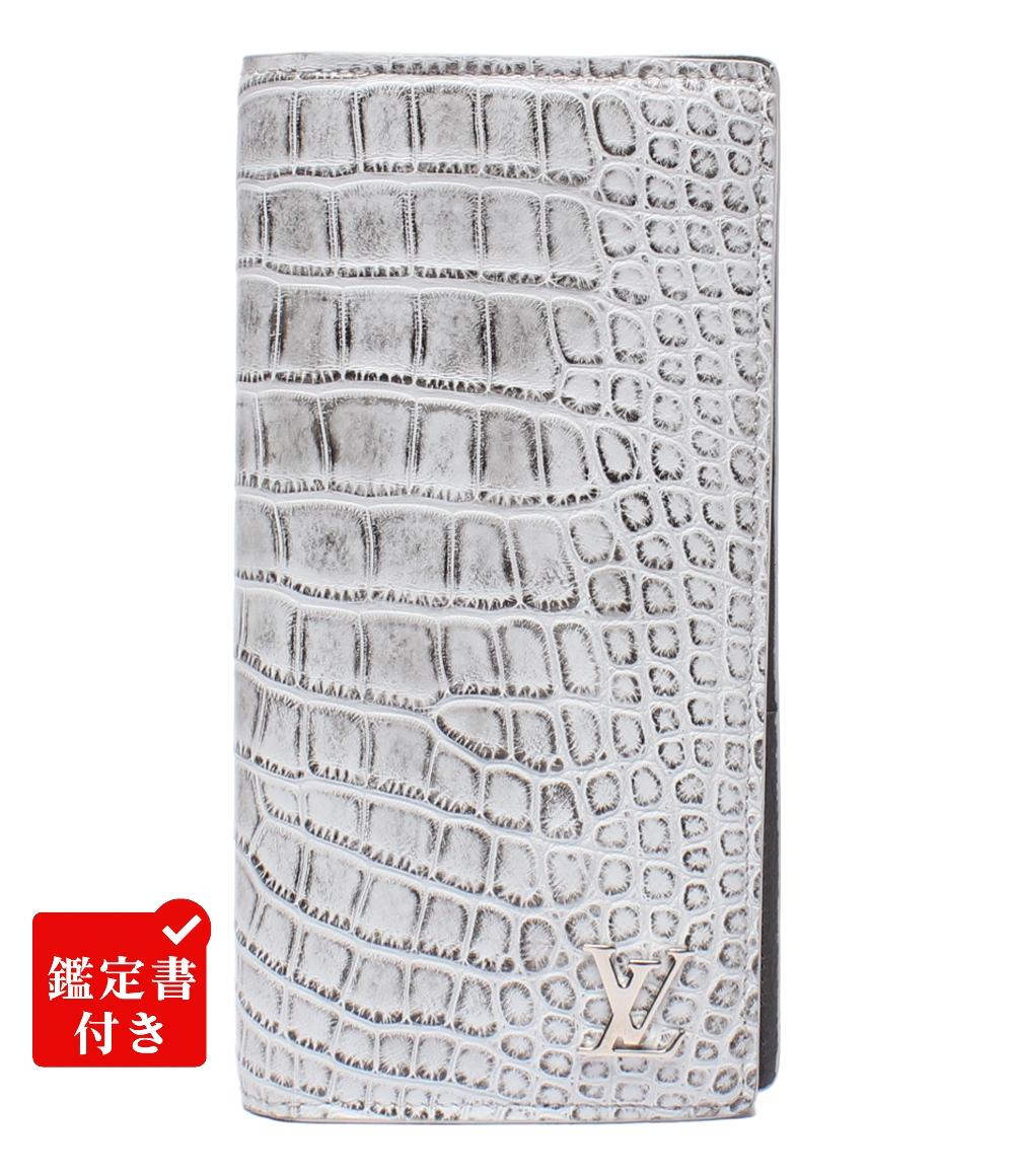 【先着クーポン27日1:59迄】【中古】 ルイ・ヴィトン 二つ折り長財布 エキゾチックレザー クロコダイル ポルトフォイユ・ブラザ N83683 メンズ LOU...