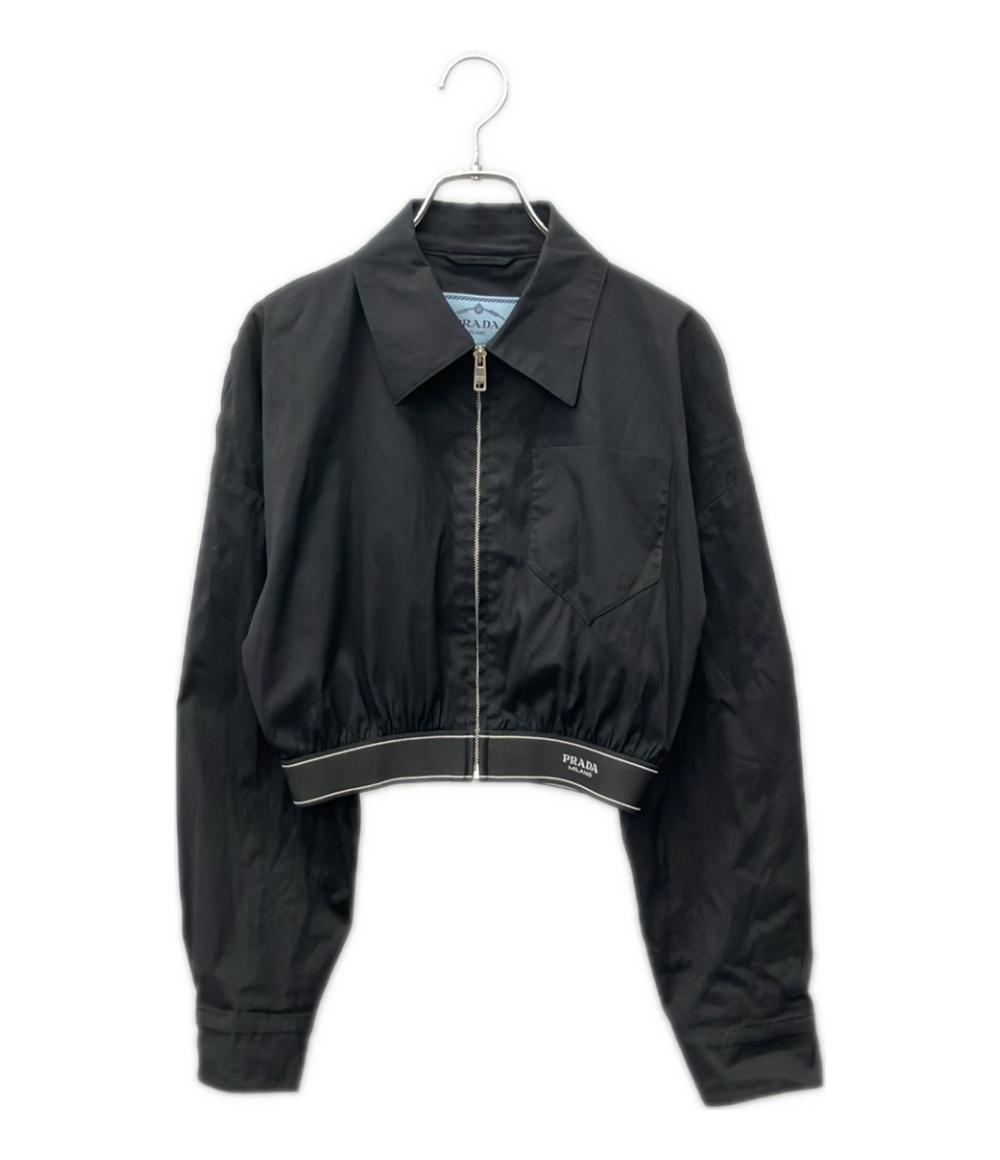 【先着クーポン27日1:59迄】【中古】 プラダ クロップドジャケット ポプリンストレッチ クロップドジャ..