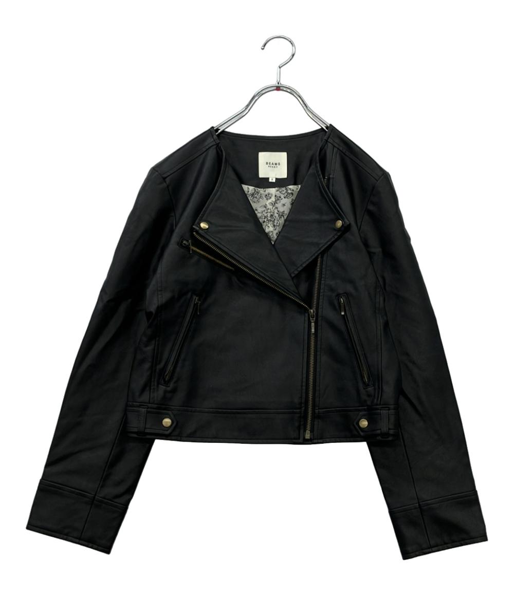 【先着クーポン27日1:59迄】【中古】 ビームスハート フェイクレザー ノーカラーブルゾン アウトレット..