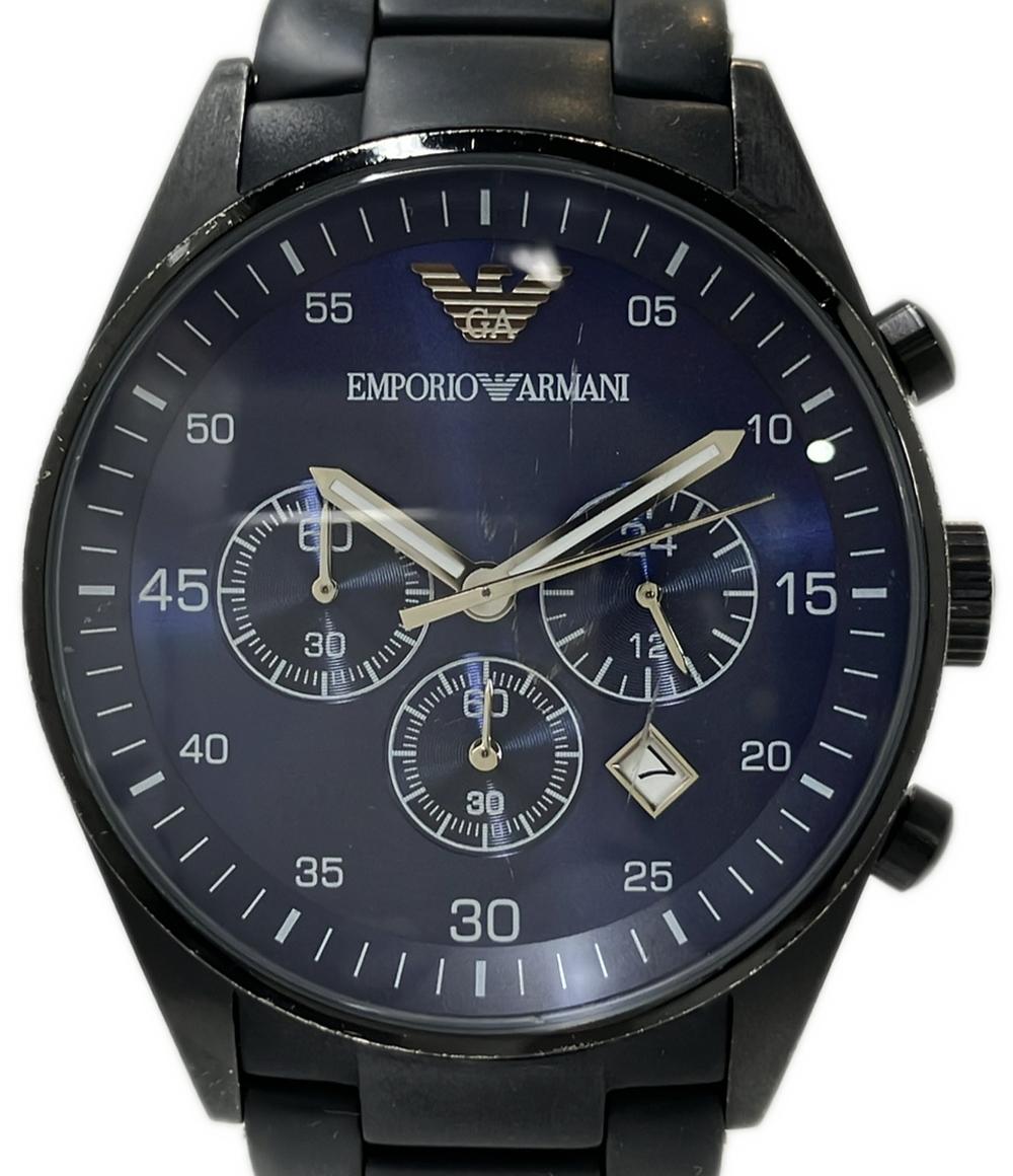 【先着クーポン27日1:59迄】【中古】 エンポリオ・アルマーニ 腕時計 クオーツ ブルー AR5921 メンズ Emporio Armani