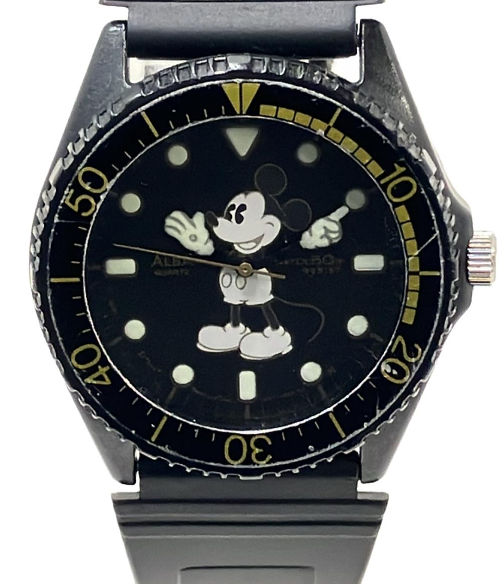 【中古】 セイコー 腕時計 ディズニー ミッキーマウス アルバ ALBA クオーツ ブラック Y481-0930 レディース SEIKO