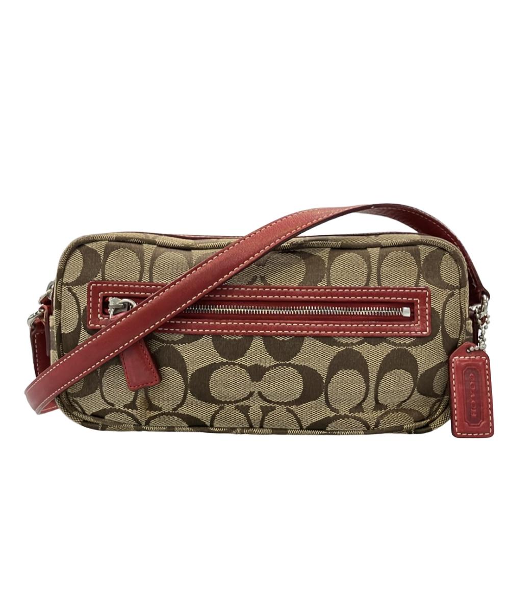 COACH コーチ ショルダーバッグ ベージュ レッド シグネチャー 新品 美品 COACH（コーチ） ショルダーバッグ レディース シグネチャー 2way ワン