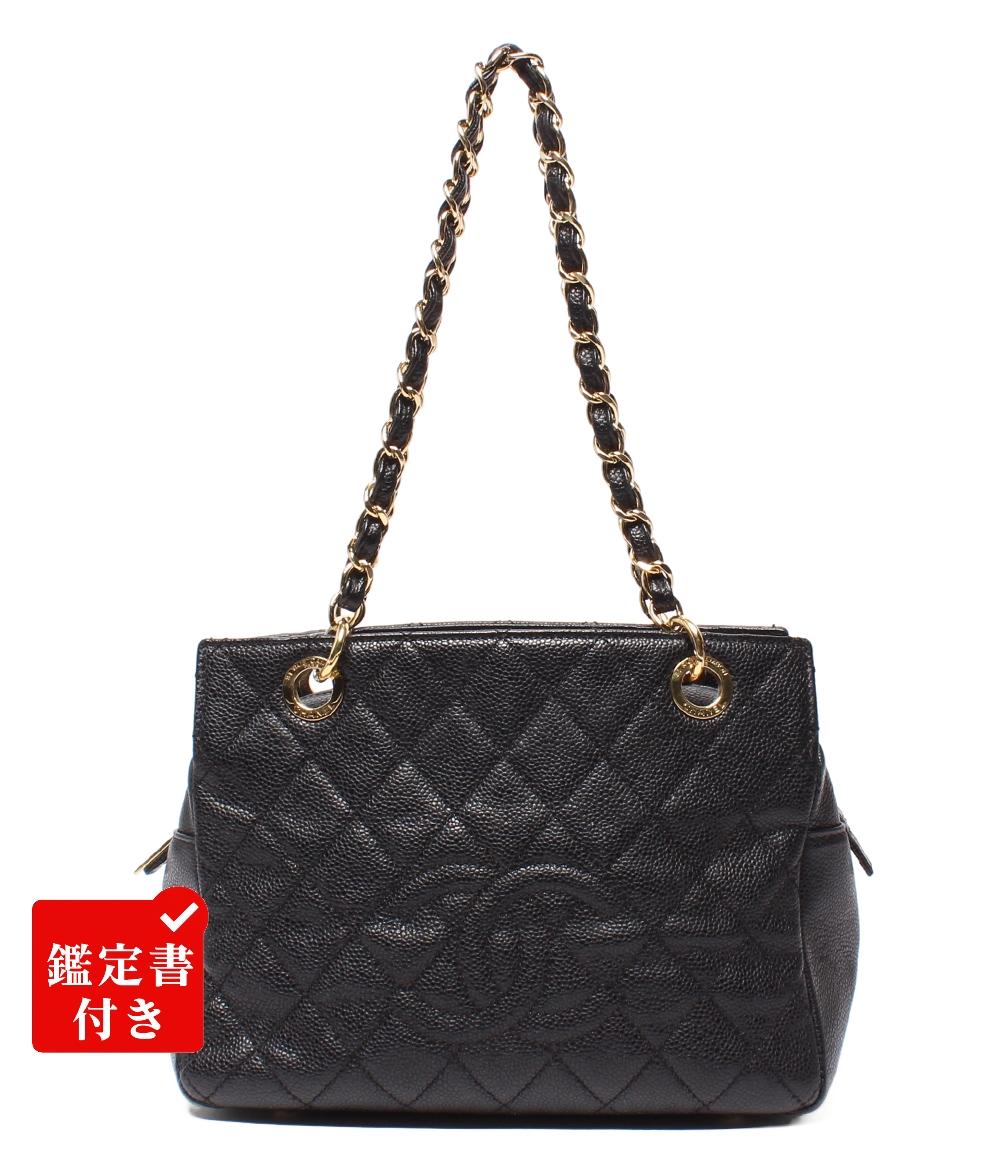 C, G, K - 【全品5%OFFクーポン22日23:59迄】【中古】 シャネル チェーンショルダーバッグ 肩掛け ゴールド金具 マトラッセ キャビアスキン プチタイムレス PTT A18004 レディース CHANEL