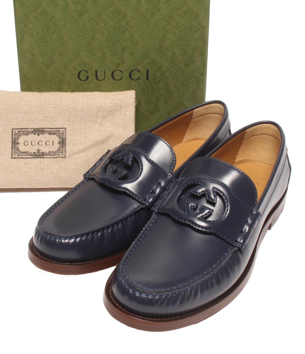 【7%OFFクーポン&500円OFFクーポン18日23:59迄】【中古】 美品 グッチ ローファー インターロッキング 738470 メンズ SIZE 6 1/2 (25.5cm) GUCCI
