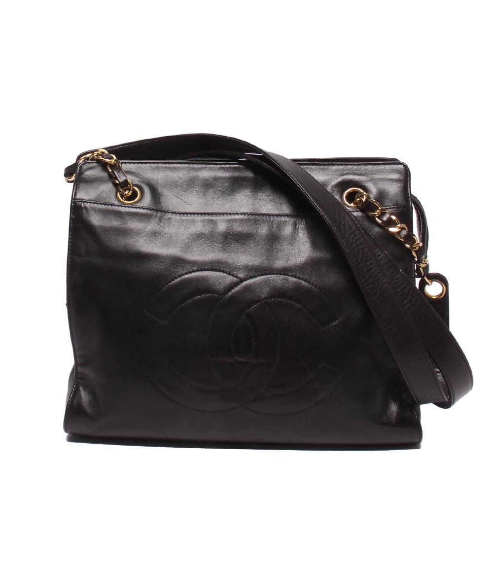 CHANEL - 【中古】 シャネル チェーントートバッグ Wチェーン 3番台 ラムスキン ゴールド金具 レディース CHANEL