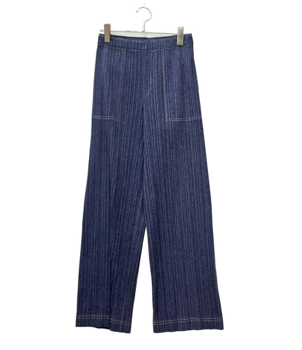 Long Pants - 【7%OFFクーポン&500円OFFクーポン18日23:59迄】【中古】 プリーツプリーズ イージーパンツ 25AW COTTON DENIM PP53JF243 レディース SIZE 5 (XL) PLEATS PLEASE