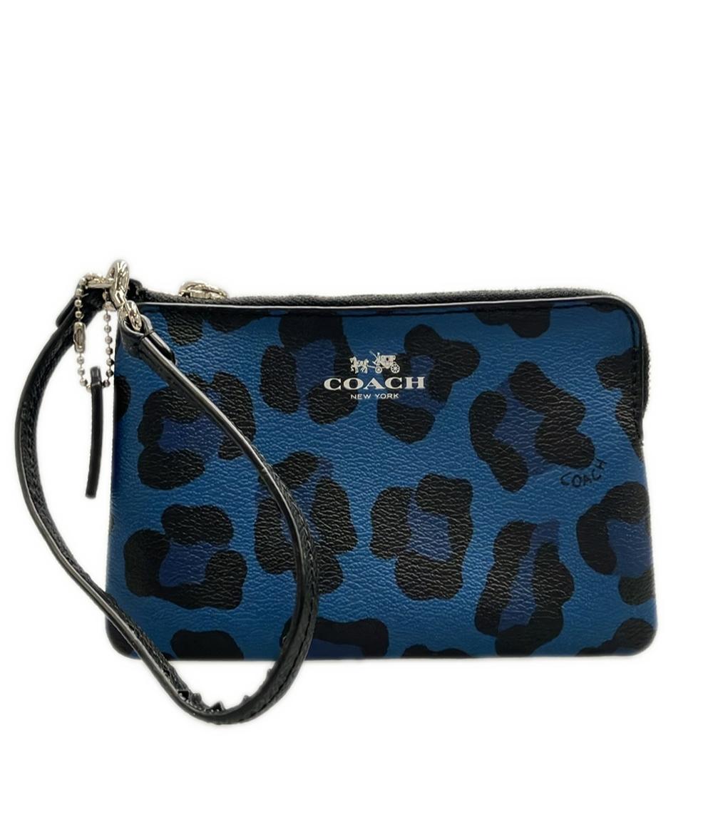 COACH - 【7%OFFクーポン&500円OFFクーポン18日23:59迄】【中古】 コーチ ポーチ レオパード プリント コーナー ジップ リストレット F64238 レディース COACH
