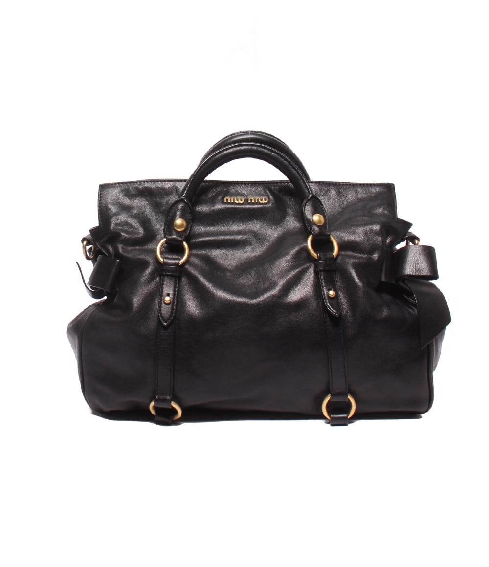 miu miu ヴィッテロルクス　ハンドバック　アイボリー　白タグ Miu Miu White Pebbled Leather Bow Top Handle Bag | Yoogi's Closet