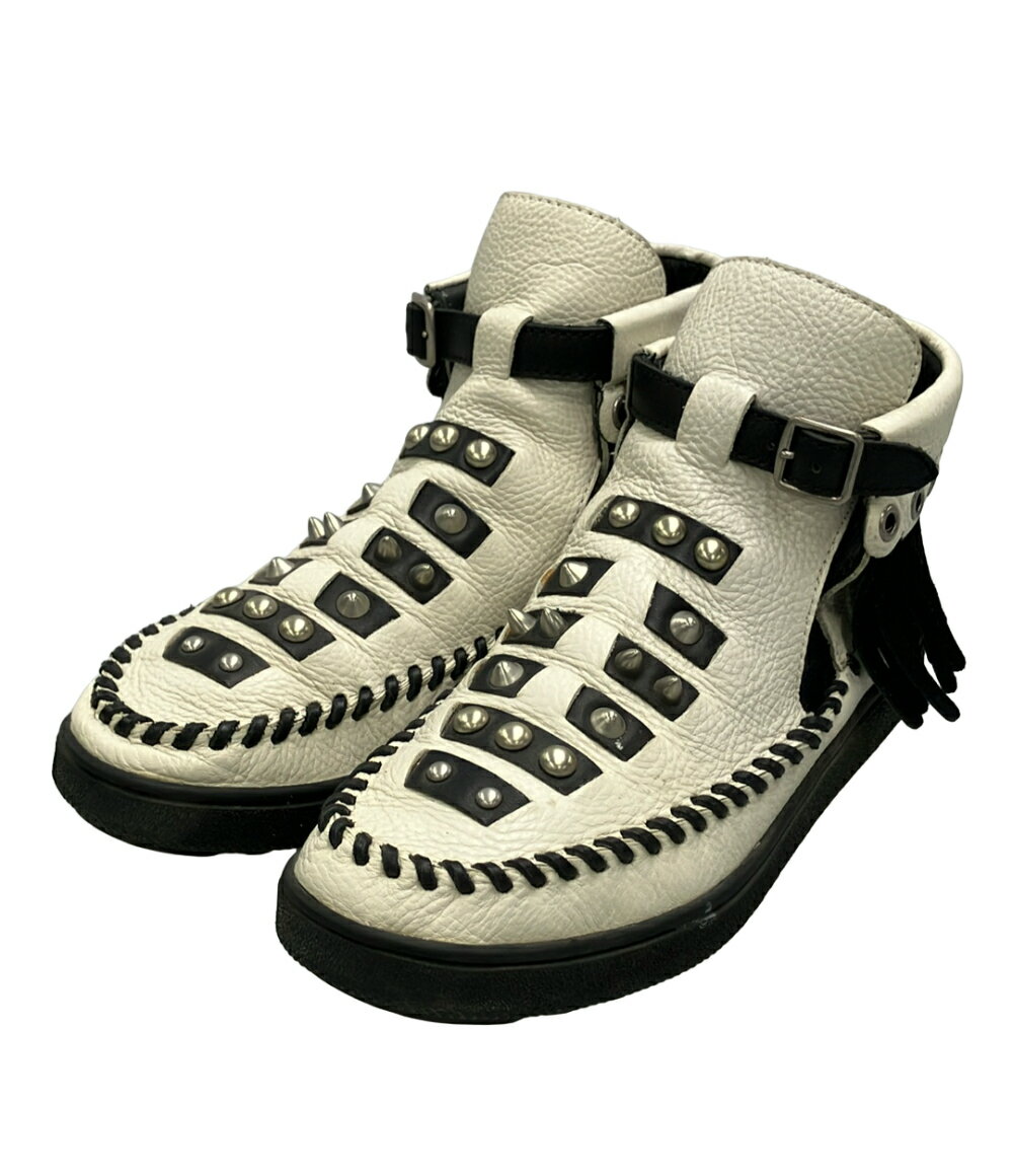 【7%OFFクーポン&500円OFFクーポン18日23:59迄】【中古】 コーチ ハイカットスニーカー Roccasin Cut Out Sneaker Q9166 レディース SIZE 7 (25cm) COACH