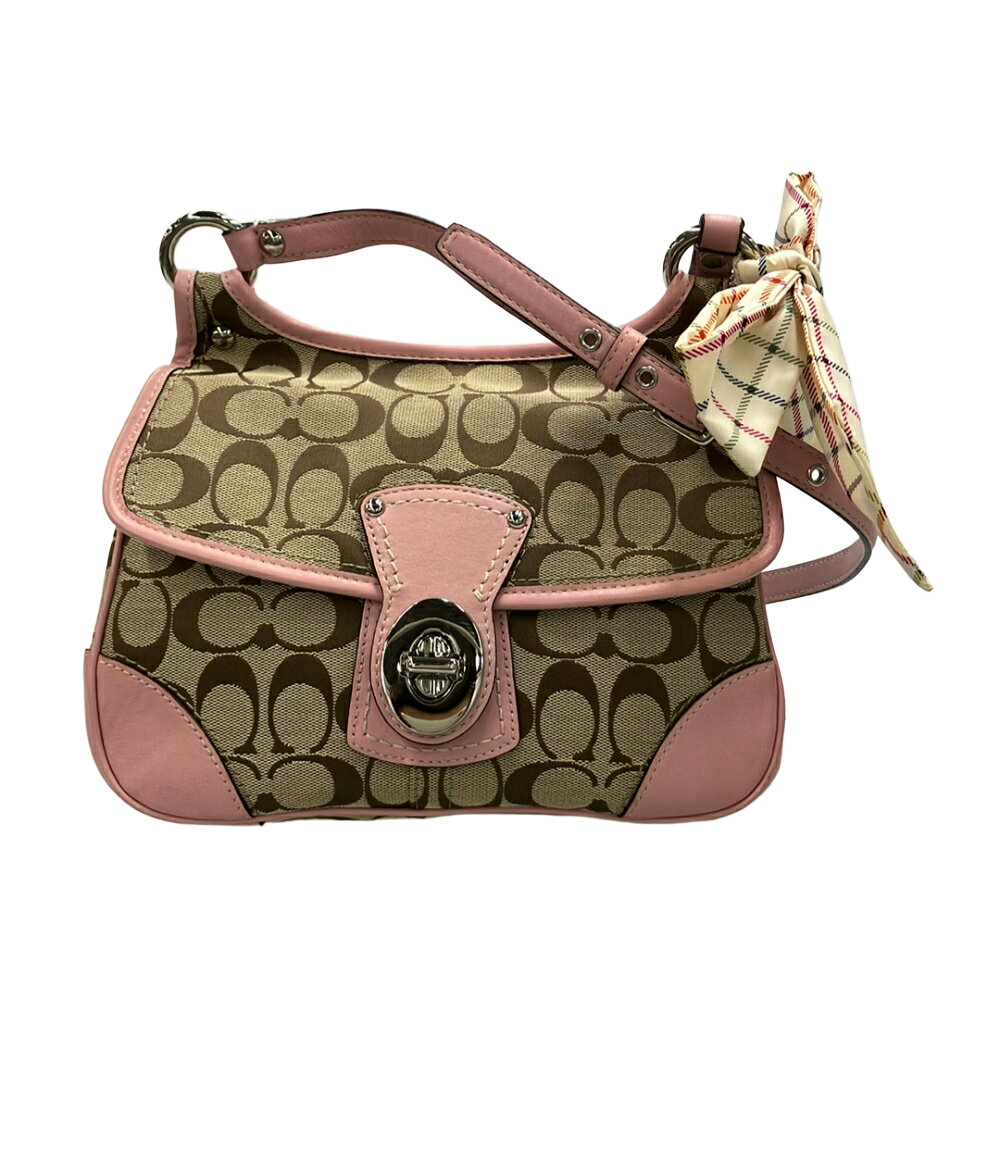 COACH - 【先着クーポン9日20時〜16日1:59迄】【中古】 美品 コーチ ショルダーバッグ 斜め掛け リボン シグネチャー F13791 レディース COACH
