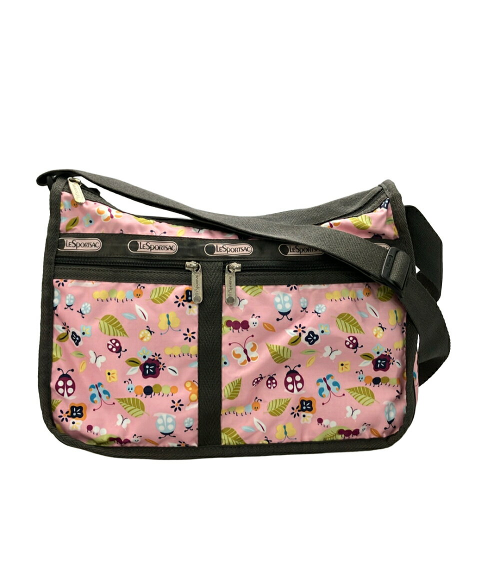 LESPORTSAC(レスポートサック) ショルダーバッグ美品  - 黒×ライトピンク リボン LeSportsac（レスポートサック） ショルダーバッグ バッグ BOW MINI N