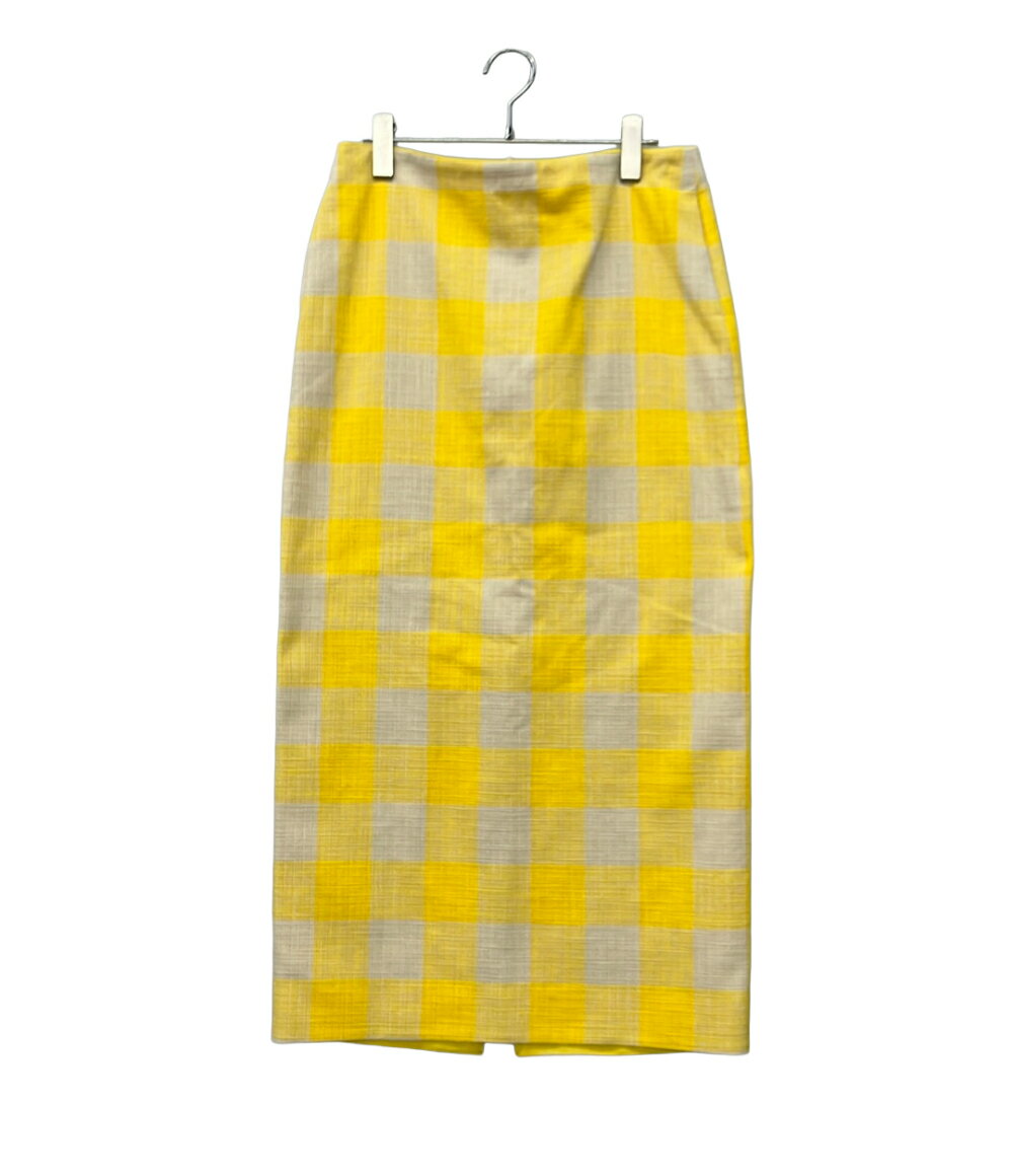 Rakuten - 【全品5%OFFクーポン1日23:59迄】【中古】 ドゥロワー ロングスカート バックスリット ブロックチェック 23SS レディース Drawer