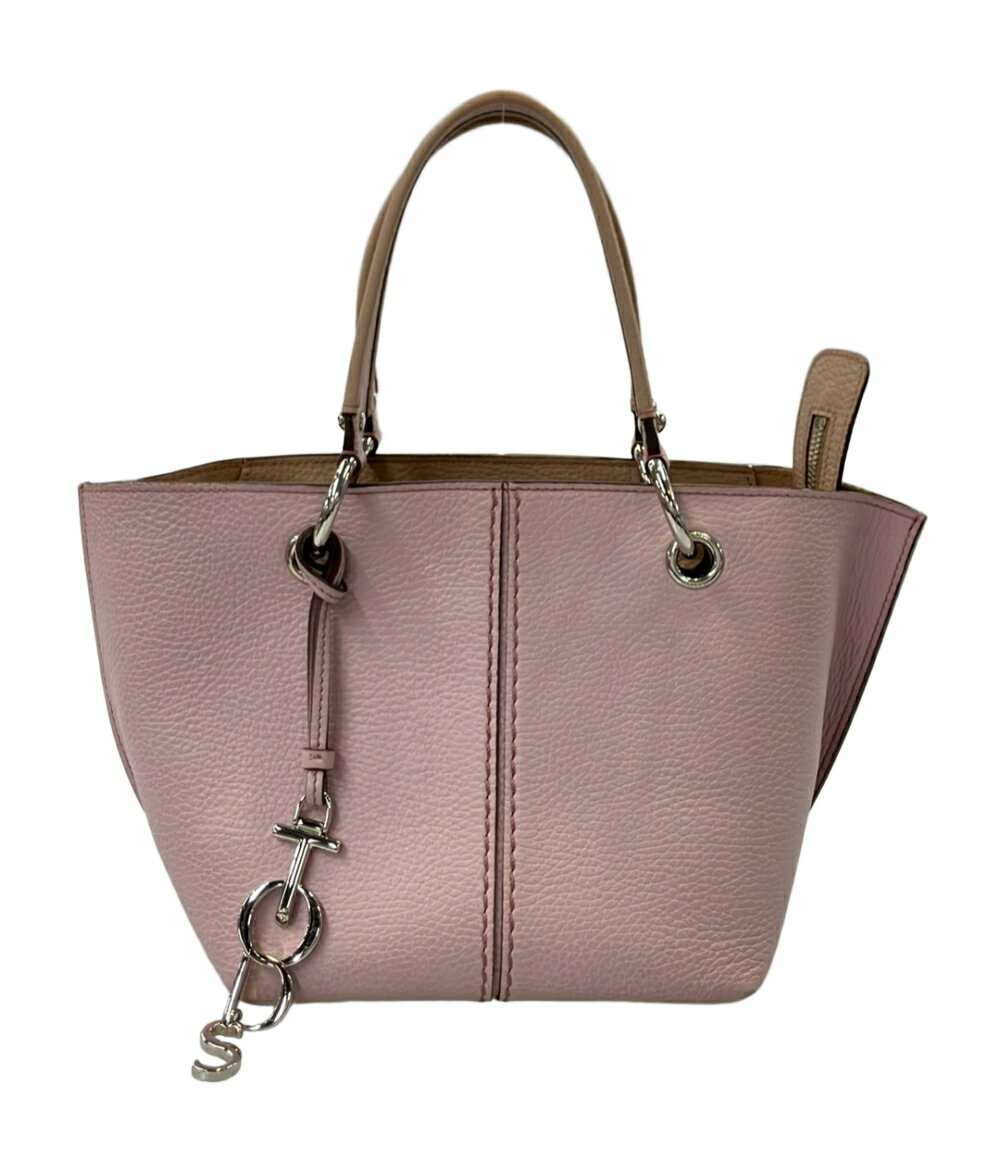 美品 TOD’S トッズ ロゴ ハンドバッグ ショルダーバッグ レザー ピンクベージュ レディース【中古】 TOD'S - 美品 TOD'S トッズ ロゴ ハンドバッグ ショルダーバッグ