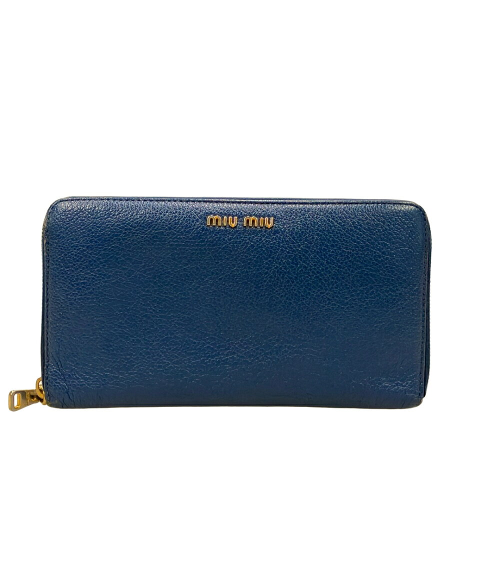 タイムセール　新品　ミュウミュウ　ナッパバイカラー　ラウンドファスナー MIU MIU (ミュウミュウ) ナッパレザー マテラッセモチーフ ジップ ミニ