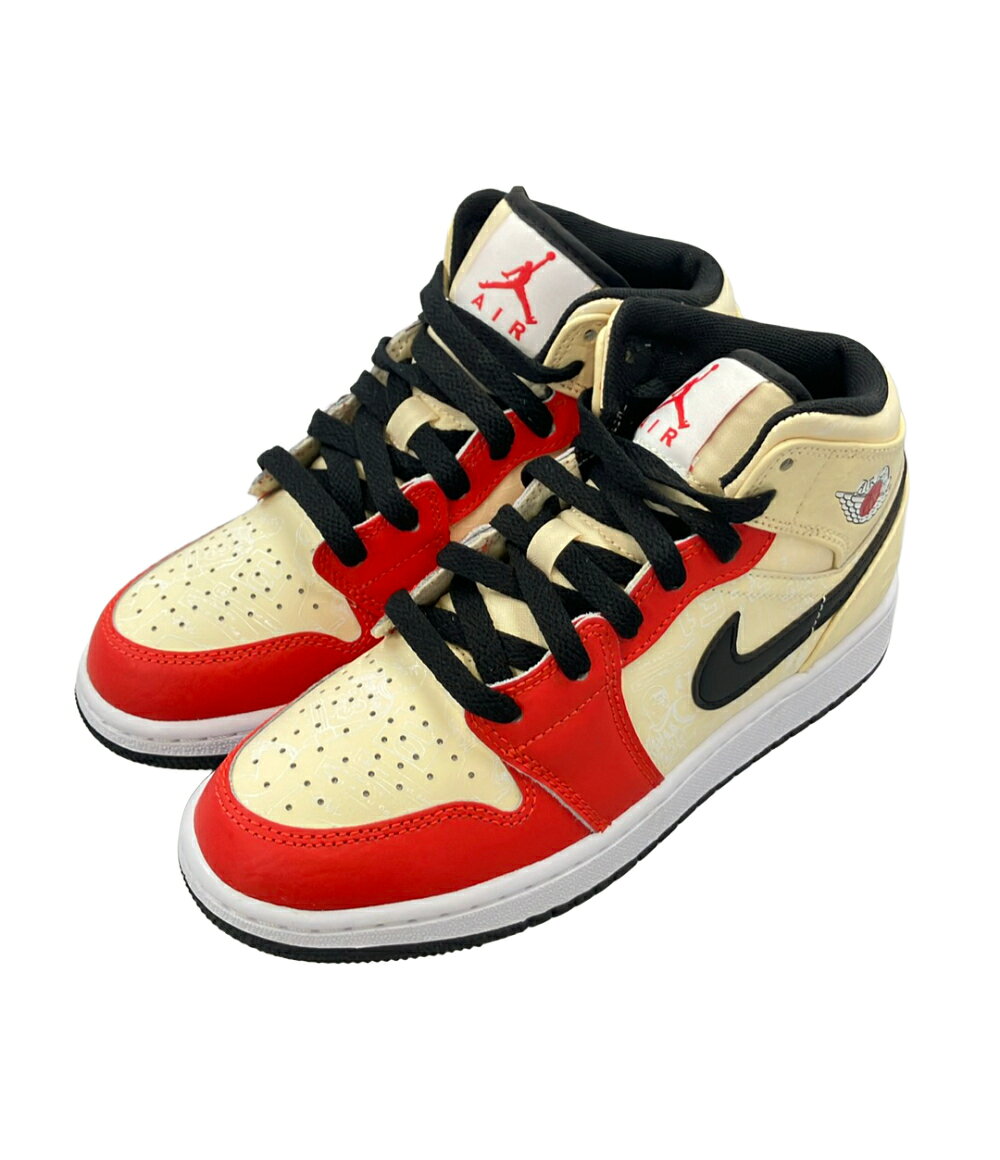 美品 ナイキ ミドルカットスニーカー エアジョーダン1 ミッド SS GS DV7012-100 キッズ SIZE 22.5 (M) NIKE