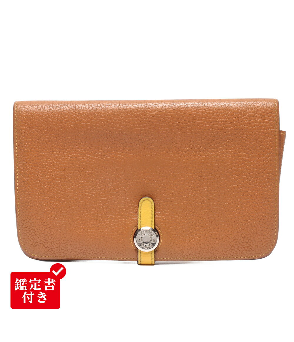 Rakuten - 【先着クーポン20日20時〜26日1:59迄】【中古】 エルメス 長財布 □M刻印 シルバー金具 バイカラー ドゴンGM レディース HERMES