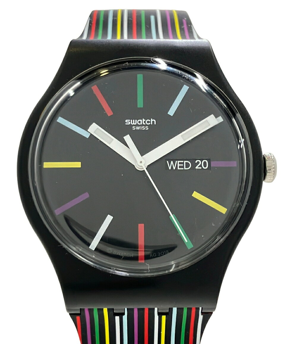 A, E, H, I, O, V, W - 【全品5%OFFクーポン1日23:59迄】【中古】 スウォッチ 腕時計 クオーツ ブラック メンズ Swatch