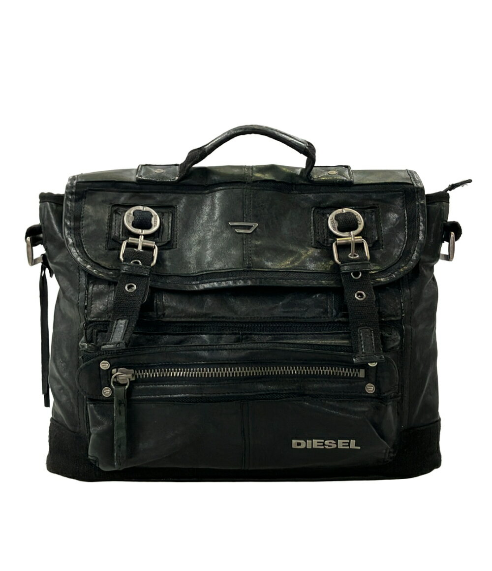 DIESEL ビジネスバッグ レザー メッシュ 2way ブラック 大容量 DIESEL ビジネスバッグ レザー メッシュ 2way ブラック 大容量 【公式