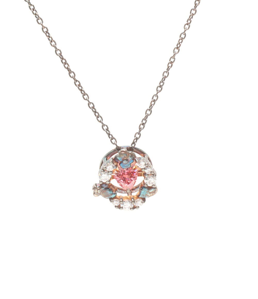 Rakuten - 【全品5%OFFクーポン1日23:59迄】【中古】 ディズニー ネックレス SV925 SV950 ピンクトルマリン ホワイトトパーズ ミニー ハート ダンシングストーン レディース Disney
