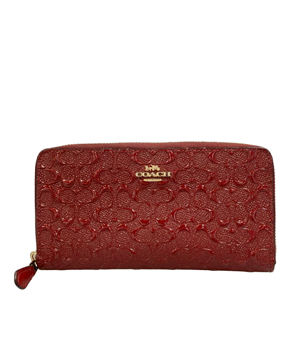 【全品5%OFFクーポン14日23:59迄】【中古】 コーチ ラウンドファスナー長財布 ミニシグネチャー レディース COACH