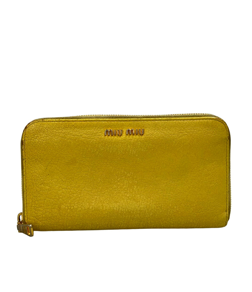 【全品5%OFFクーポン14日23:59迄】【中古】 ミュウミュウ ラウンドファスナー長財布 レディース MIUMIU