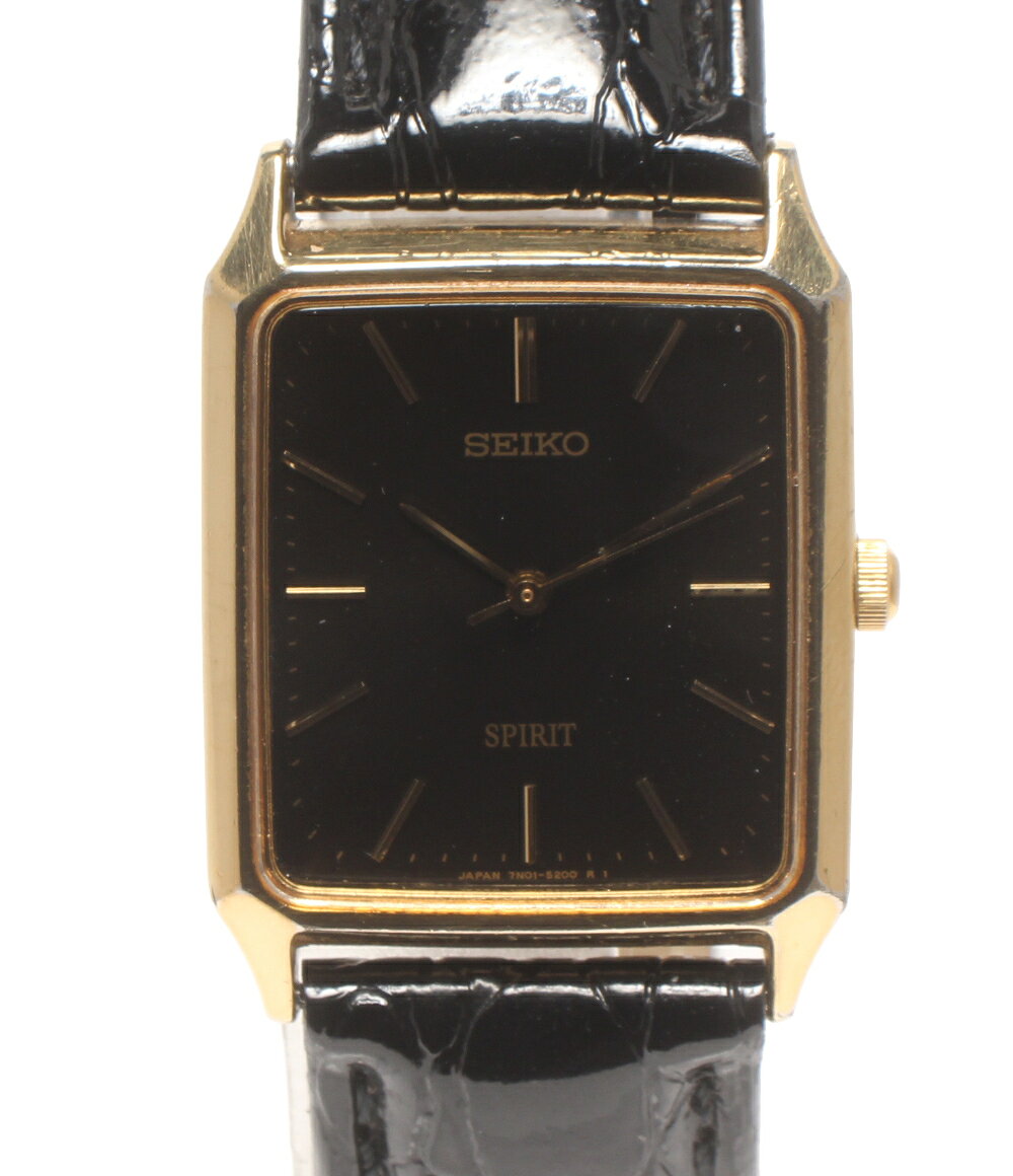 【中古】 セイコー 腕時計 スピリット クオーツ ブラック 7N01-5180 メンズ SEIKO