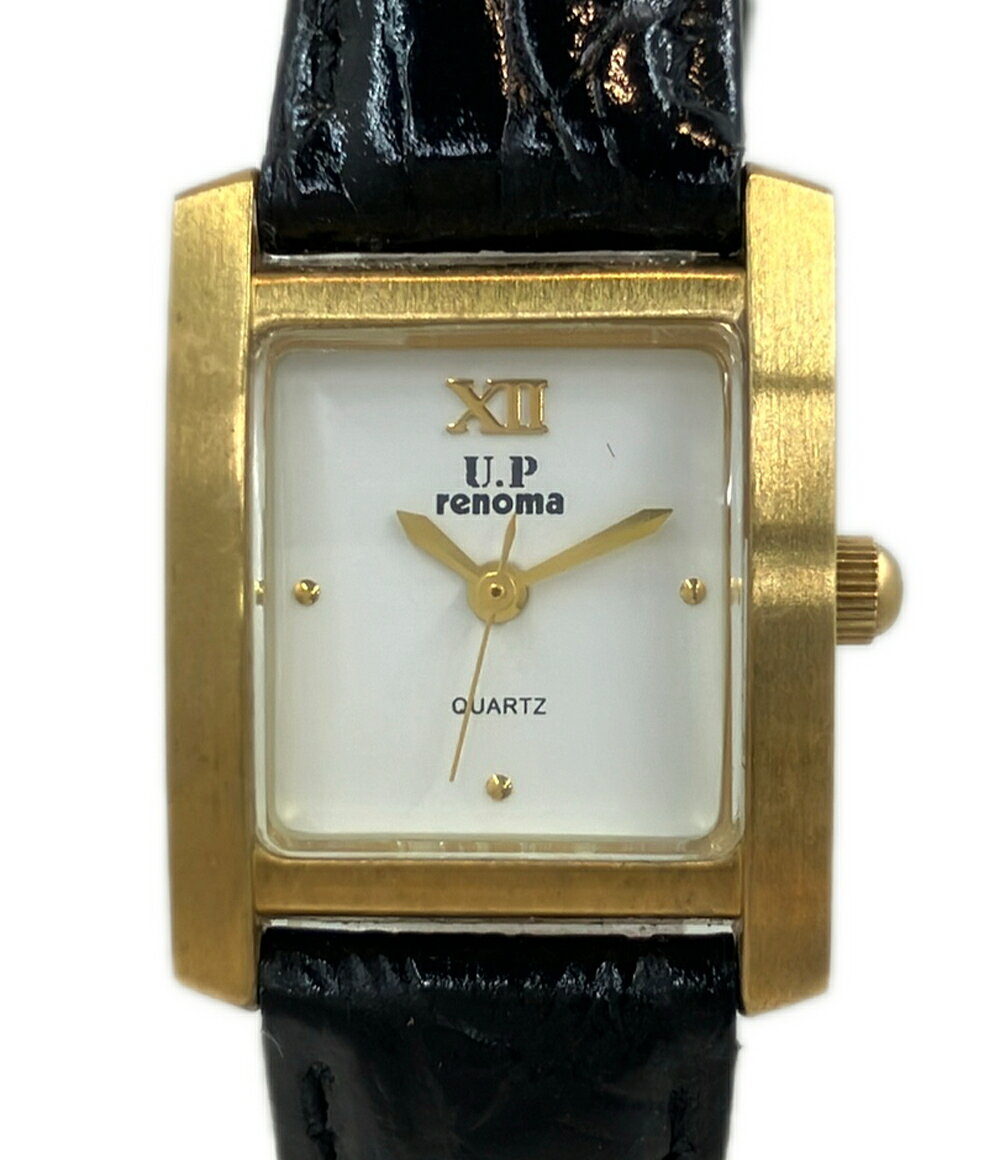 【全品5%OFFクーポン20日0時〜23日23:59迄】【中古】 ユーピーレノマ 腕時計 クオーツ ホワイト レディース U.P.renoma