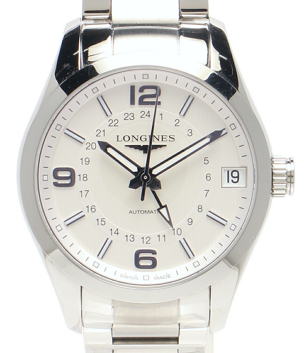 【全品5%OFFクーポン11日1:59迄】【中古】 ロンジン 腕時計 コンクエスト クラシック GMT 自動巻き ホワイト L2.799.4 メンズ LONGINES