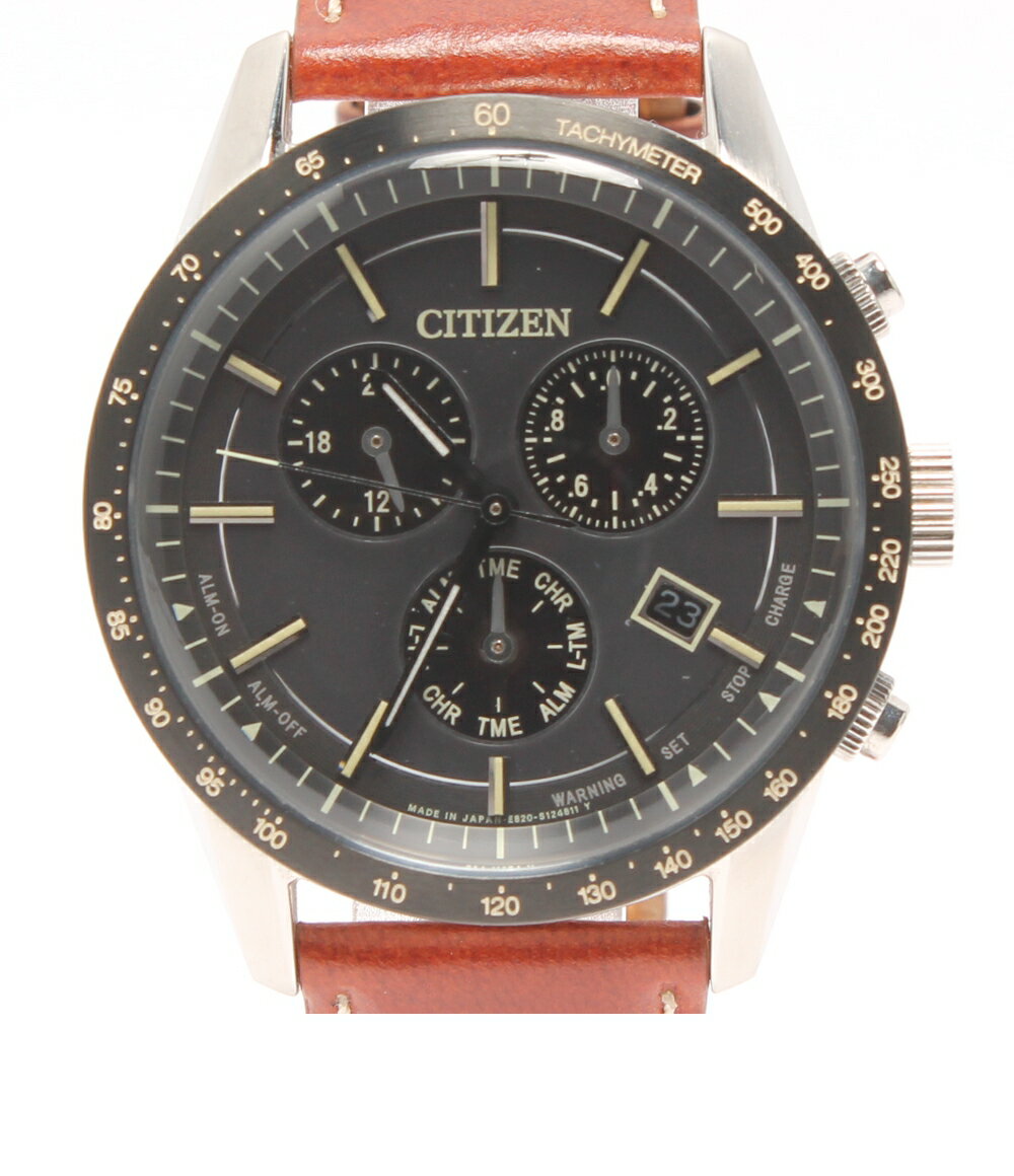 【楽天市場】シチズン エコドライブ E820-S086353 クロノグラフ SS ソーラー 腕時計 CITIZEN メンズ 【中古】：ハグ