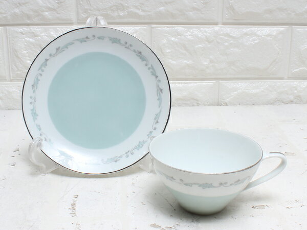 ノリタケ カップ＆ソーサー ホワイト ブルー 銀彩 Noritake【中古】 【福】のサムネイル