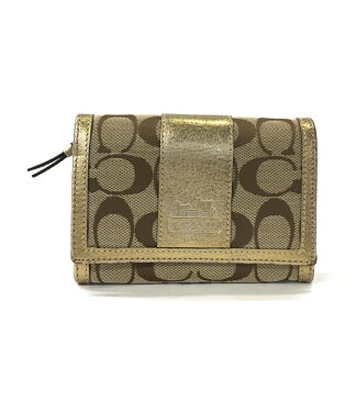 【中古】コーチ 二つ折り財布 シグネチャー レディース COACH