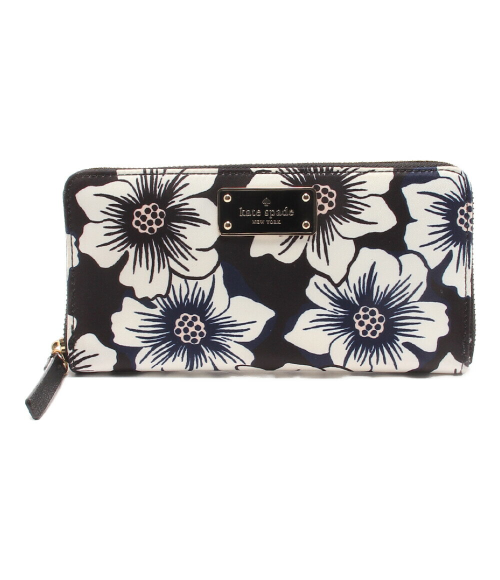 【中古】 ケイトスペード ラウンドファスナー長財布 花柄 WLRU2987 レディース kate spade