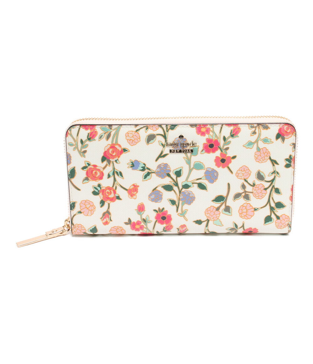 【中古】 ケイトスペード ラウンドファスナー長財布 花柄 PWRU6348 レディース kate spade