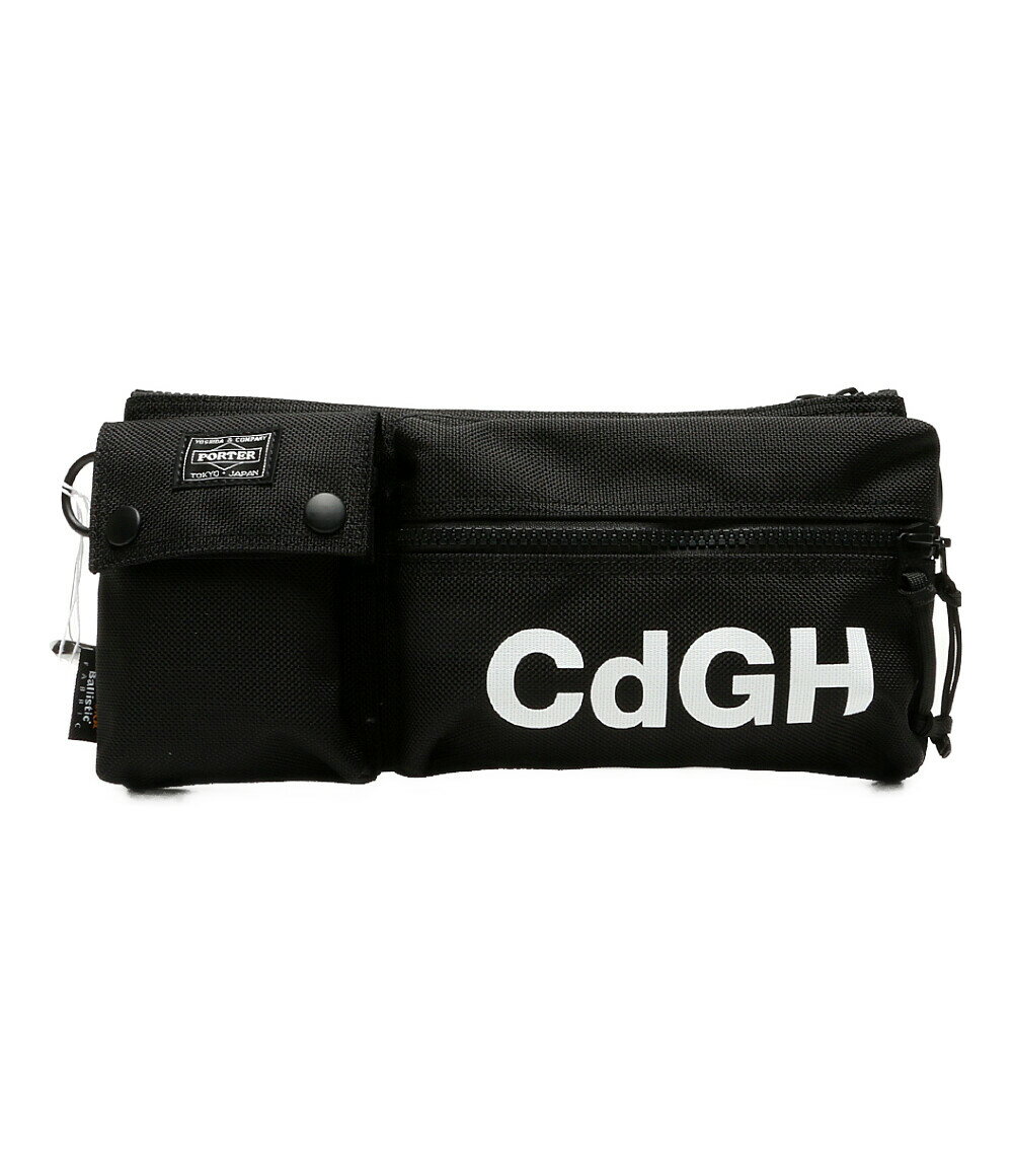 【中古】美品 コムデギャルソンオム ポーター ロゴプリントウェストバッグ 22SS メンズ COMME DES GARCONS HOMME × PORTER