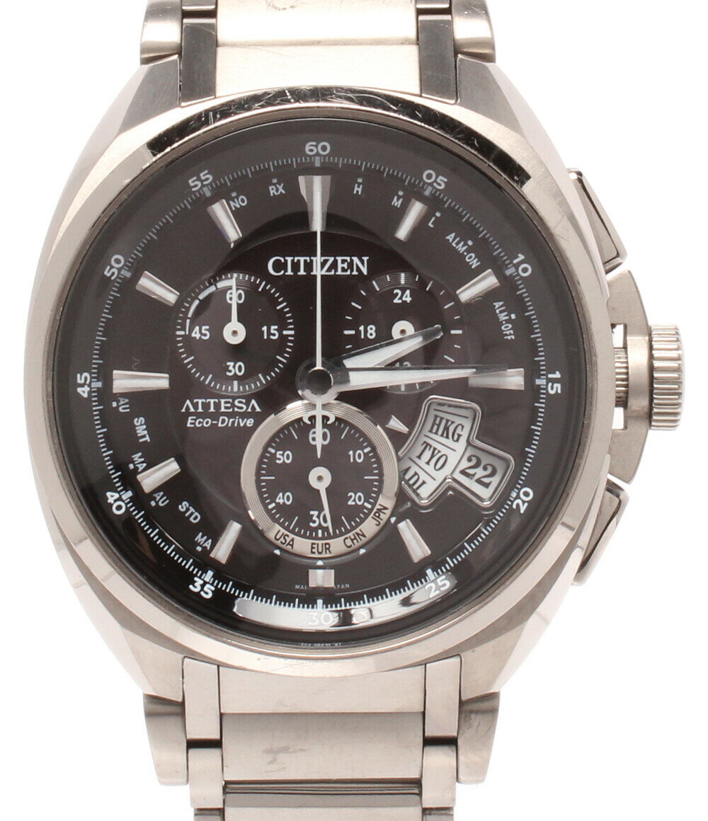 【中古】 シチズン 腕時計 アテッサ ソーラー ブラック H610-T015581 メンズ CITIZEN